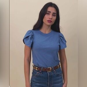 Nation LTD Kennedy Tulip Short Sleeve T- Shirt SZ XXL Carolina‎ Blue